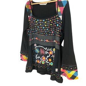 Salvage Culture XL rare tunic- ultra bright/ flare sleeves and bottom great cond